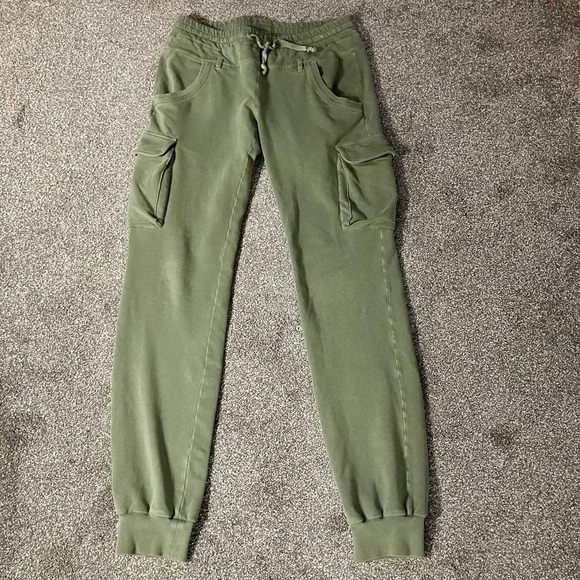 Aeronautica Militare Italy Small/Medium Men's Jogger Sweatpants Olive Green Logo